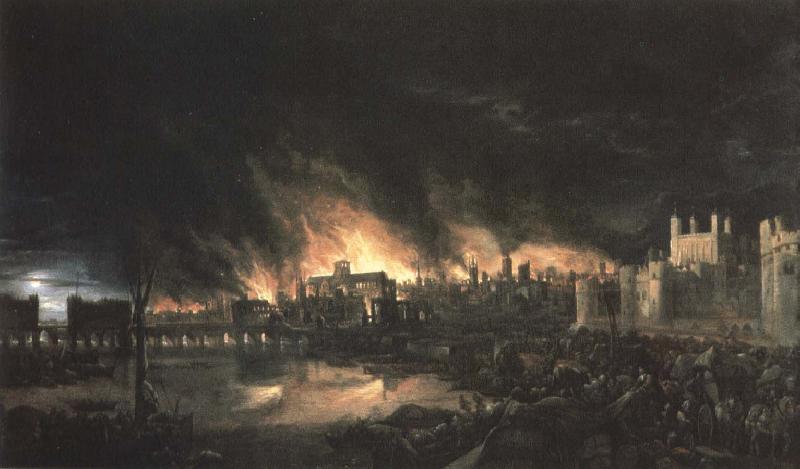 unknow artist samtida malning av branden i london 1666 France oil painting art